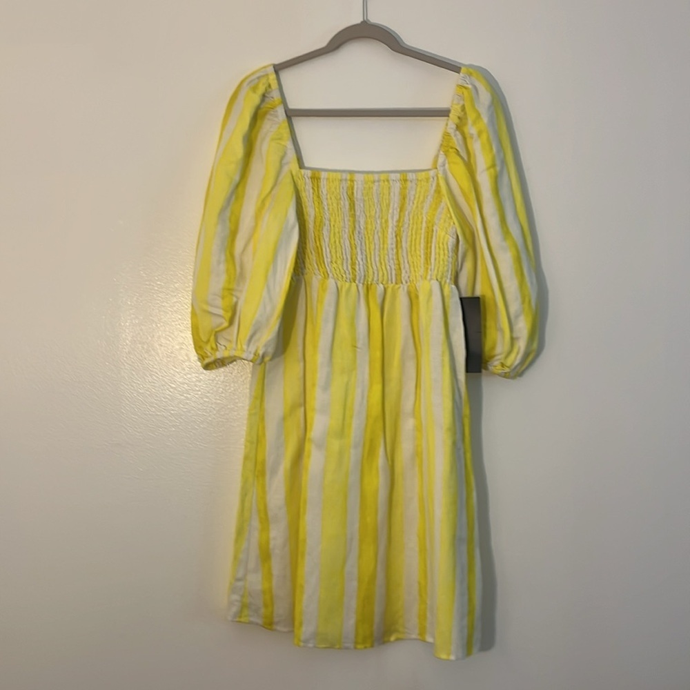 Tuckernuck | New Annie cabana stripe mini dress Women’s size L smocked Linen NWT - Picture 3 of 9
